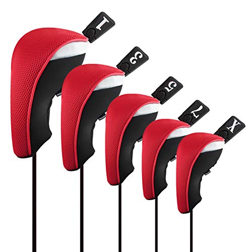 Andux 5 Stück Golf 460cc Driver Golfschlägerhauben Holz Kopfbedeckungen rot von Andux