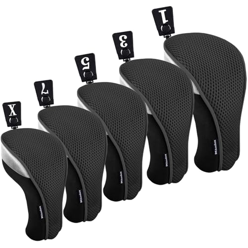 Andux 5 Stück Golf Driver Golfschlägerhauben Holz Kopfbedeckungen 460cc Driver Schwarz Andux 5 Stück Golf Driver Golfschlägerhauben Holz Kopfbedeckungen 460cc Driver Schwarz von Andux