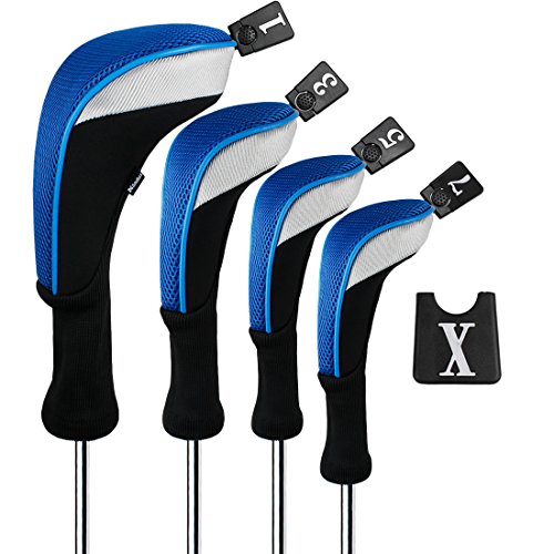 Andux Golf 460cc Driver Kopfhüllen Golfschläger mit langem Hals Holzkopfhüllen 4 Stück Blau Andux Golf 460cc Driver Kopfhüllen Golfschläger mit langem Hals Holzkopfhüllen 4 Stück Blau von Andux
