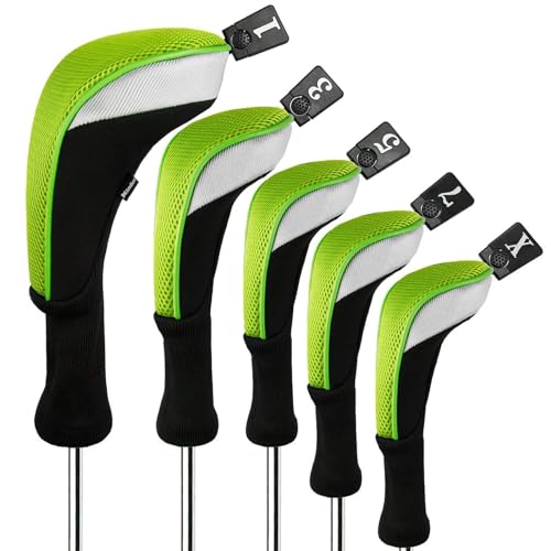 Andux Golf-Schlägerkopfhüllen für Holz mit langem Hals Packung mit 5 Grün Andux Golf-Schlägerkopfhüllen für Holz mit langem Hals Packung mit 5 Grün von Andux
