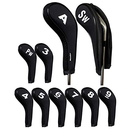 Andux Golf Schlägerkopfhüllen Anzahl Print Golf Eisen deckt mit Reißverschluss Langen Hals 10 stück Schwarz Andux Golf Schlägerkopfhüllen Anzahl Print Golf Eisen deckt mit Reißverschluss Langen Hals 10 stück Schwarz von Andux