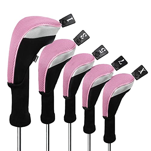 Andux Golf-Schlägerkopfhüllen für Holz mit langem Hals Packung mit 5 Rosa Andux Golf-Schlägerkopfhüllen für Holz mit langem Hals Packung mit 5 Rosa von Andux