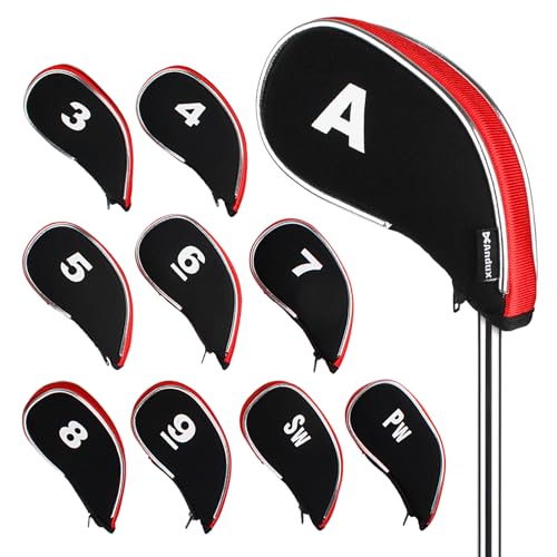 Andux Golfschlägerhauben mit Reißverschluss, 10 Stück, Schwarz/Rot Andux Golfschlägerhauben mit Reißverschluss, 10 Stück, Schwarz/Rot von Andux