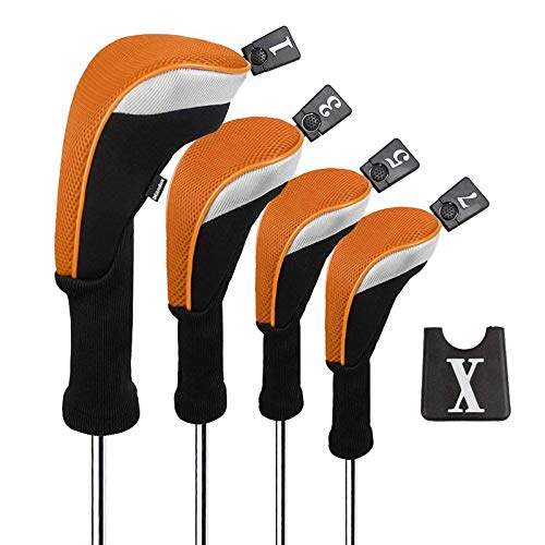 Andux Golf 460cc Driver Kopfhüllen Golfschläger mit langem Hals Holzkopfhüllen 4 Stück Orange Andux Golf 460cc Driver Kopfhüllen Golfschläger mit langem Hals Holzkopfhüllen 4 Stück Orange von Andux