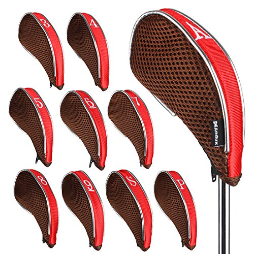 Andux Netz Golf Schlägerkopfhüllen mit Reißverschluss 10 Stück von Andux
