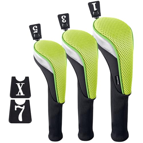 Andux Golf 460cc Driver Kopfhüllen Golfschläger mit langem Hals Holzkopfhüllen 3 Stück Grün Andux Golf 460cc Driver Kopfhüllen Golfschläger mit langem Hals Holzkopfhüllen 3 Stück Grün von Andux