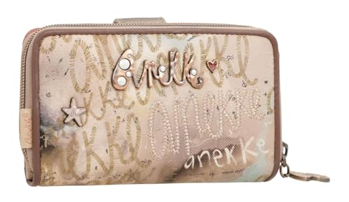 Anekke | Kompakte Geldbörse mit Reißverschluss Stars | Kleine Lederwaren aus Synthetik Kartenhalter und Geldbörse | 15 x 10 x 3 cm | Farbe Beige, beige, 15 x 10 x 3 cm, Retro Anekke | Kompakte Geldbörse mit Reißverschluss Stars | Kleine Lederwaren aus Synthetik Kartenhalter und Geldbörse | 15 x 10 x 3 cm | Farbe Beige, beige, 15 x 10 x 3 cm, Retro von Anekke