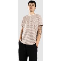 Anerkjendt Akrod S-S Cot-Linen Stripe T-Shirt cognac von Anerkjendt