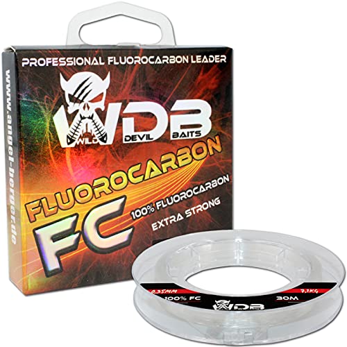 Angel Berger Wild Devil Baits FC 100% Fluorocarbon super Strong Vorfachschnur | Angelschnur | Hohe Tragkraft | Perfekt als Fluorocarbon Vorfach für Barsch, Zander, Hecht (0.45mm / 13.70Kg / 30m) von Angel-Berger