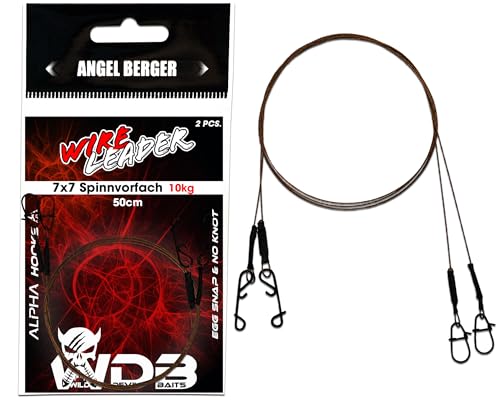 Angel-Berger Wild Devil Baits Wire Leader Egg Snap - No Knot 7x7 Stahlvorfach 50cm Spinnvorfach Raubfisch Vorfach Kunstköder Vorfächer (10 Kg) von Angel-Berger