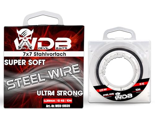 Wild Devil Baits Steel Wire 7x7 Stahlvorfach 10m Raubfischvorfach Hecht Vorfachmaterial Steel Leader (0,39mm / 10kg) von Angel-Berger