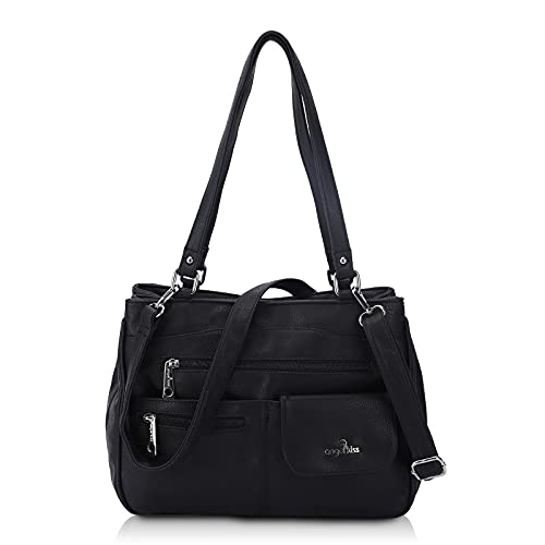 Angel Kiss Tasche Leder Damenhandtasche Schultertasche Handtaschen Wasserdicht Tragetasche Multifunktionale Henkeltasche Umhängetasche Groß für Arbeit Schule Shopper Reise Schwarz Angel Kiss Tasche Leder Damenhandtasche Schultertasche Handtaschen Wasserdicht Tragetasche Multifunktionale Henkeltasche Umhängetasche Groß für Arbeit Schule Shopper Reise Schwarz von Angel Kiss