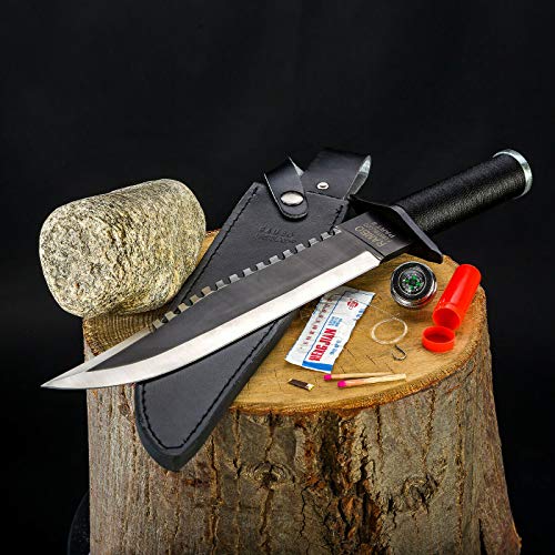 Deluxe Outdoormesser Jadgmesser im Stil 'Rambo II' mit Lederhülle und Gürtelhalter von Anglo Arms
