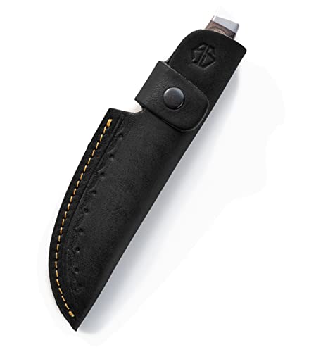 Premium Leder Messerscheide für die Jagd, Freizeit & Küche - Messertache für Gürtel - Dickes Leder und Sicherung - Messer Tasche John schwarz (Schwarz) von Angus Stoke