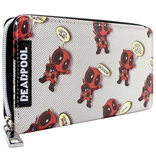 Animation Deadpool Chibi Sprüche Polka-Dot Portemonnaie Clutch mit Münzfach & Kartenhalter, Weiß von Animation