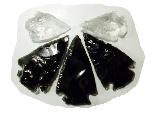 Set aus 3 Obsidian Pfeilspitzen und 2 Kristall Quartz Pfeilspitzen Set aus 3 Obsidian Pfeilspitzen und 2 Kristall Quartz Pfeilspitzen von FOXCUP