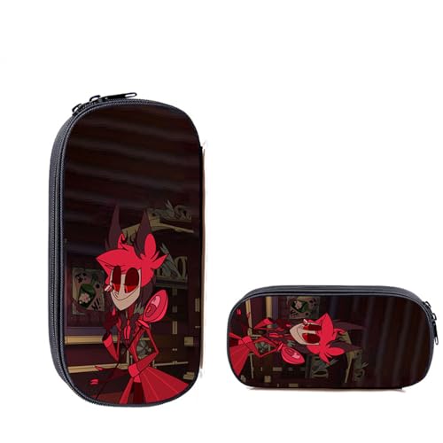 Anime Hazbin Hotel Federmäppchen Alastor Angel Dust Charlie Tasche Große Kapazität Cartoon Federmäppchen Schreibwaren Organizer Box für Mädchen Jungen Schule Studenten, Typ 7, 21.5*5.5*10cm von Anjinguang