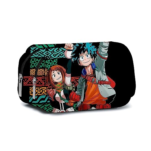 Anjinguang My Hero Academia Federmäppchen MHA Federmäppchen Anime Kinder Stiftetasche Schreibwaren Fall Doppelschichten Große Kapazität Schüler Bleistift Box Cartoon Schule Büro Aufbewahrungstasche, von Anjinguang