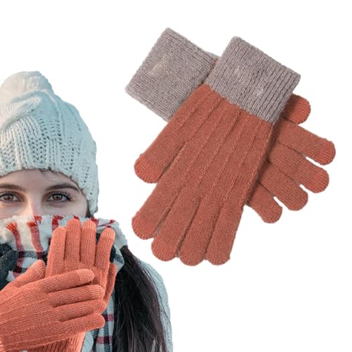 Anloximt Warme Touchscreen-Handschuhe,Warme Touchscreen-Handschuhe - Winter-Handschuhe mit Touchscreen-Fingern - Gestrickte Fahrradhandschuhe, rutschfeste Fäustlinge zum Fahren, Radfahren, Laufen von Anloximt