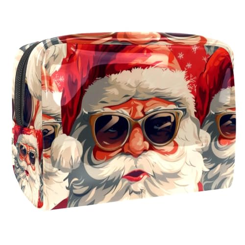 Anna Cowper Kosmetiktasche mit Weihnachtsmann-Sonnenbrille, tragbare Reise-Make-up-Tasche mit Reißverschluss, PVC-Kosmetiktasche, kleine Kulturbeutel, Organizer-Taschen, Mehrfarbig 13, Einheitsgröße von Anna Cowper