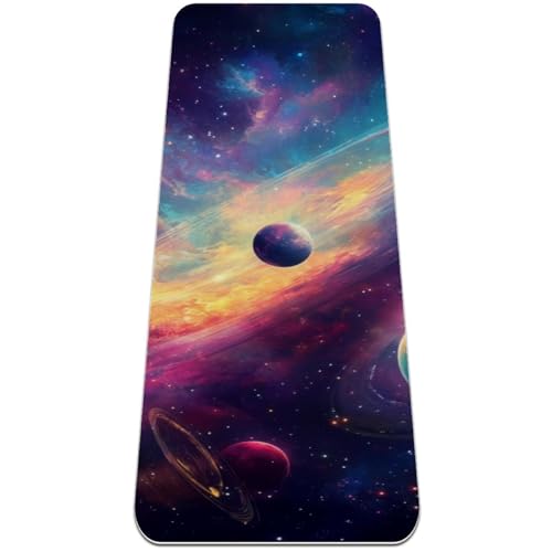 Yogamatte, Motiv: Weltraumplaneten, rutschfest, 6 mm dick, Fitness-Trainingsmatte für Damen, Workout-Matten für Zuhause, Hot Yoga, Pilates und Bodentraining, (L x B): 183 x 61 cm von Anna Cowper