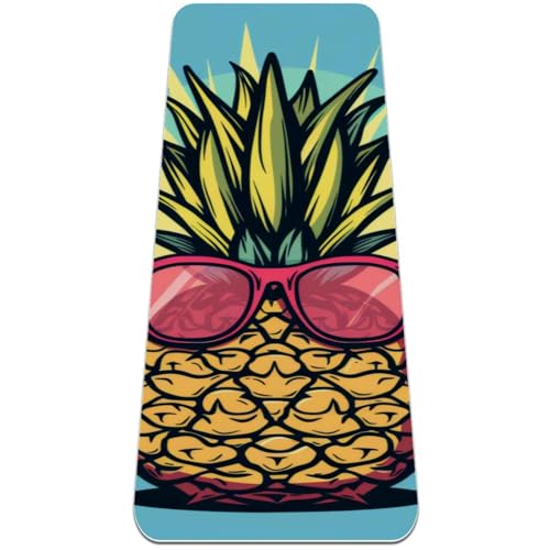 Yogamatte mit Ananas-Sonnenbrille, rutschfest, 6 mm dick, Fitness-Matte für Damen, Workout-Matten für Zuhause, Hot Yoga, Pilates und Bodentraining, (L x B): 183 x 61 cm von Anna Cowper