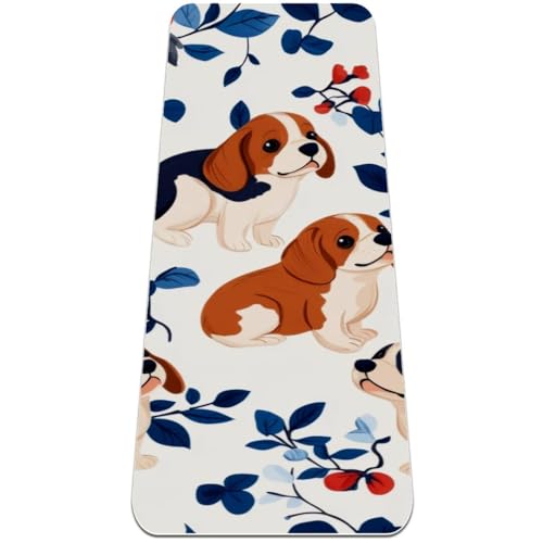 Yogamatte mit Beagle-Hunden, rutschfest, 6 mm dick, Fitness-Matte für Damen, Workout-Matten für Zuhause, Hot Yoga, Pilates und Bodentraining, (L x B): 183 x 61 cm von Anna Cowper