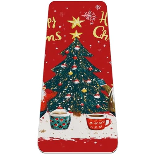 Yogamatte mit Weihnachtswichtelbaum, rutschfest, 6 mm dick, Fitness-Trainingsmatte für Damen, Workout-Matten für Zuhause, Hot Yoga, Pilates und Bodentraining (L x B): 183 x 61 cm von Anna Cowper