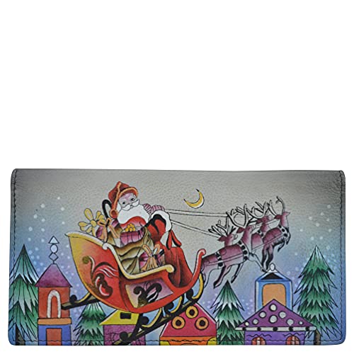 Anna by Anuschka Damen handbemalte Clutch aus echtem Leder, Reiten mit dem Weihnachtsmann von Anna by Anuschka