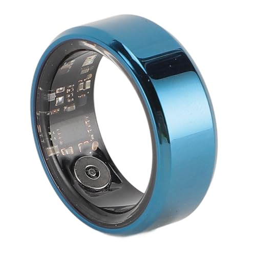 Annadue Blauer Smart Ring, Wiederaufladbarer Schrittzähler mit Edelstahl, IP68 Wasserdichter Smart Health Fitness Ring, Für IOS, APP: Für JYouPro (11) von Annadue