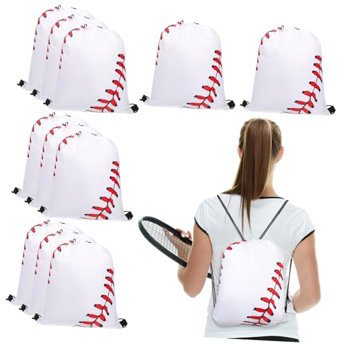 Anneome 12st Sportrucksack Sport-Goodie-Bags Baseball-leckerli-Taschen Baseballtaschen Baseball-Rucksack Baseball-snacktaschen Baseball-Goodie-Bags Teamtaschen Campingtasche Polyester Weiß von Anneome