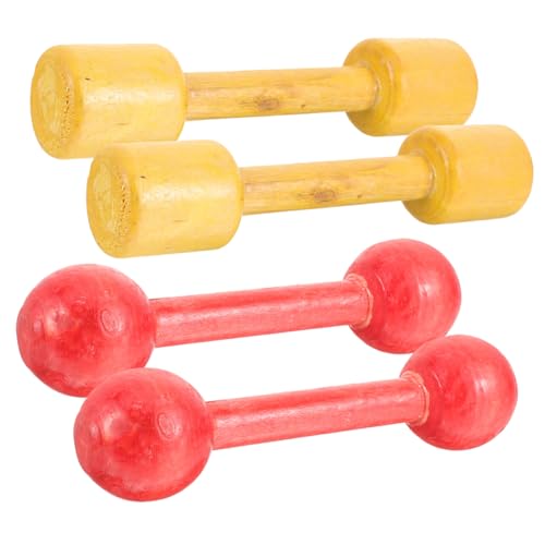 Anneome 2 Fitnesshanteln aus Holz Fitnessgeräte für Kinder Kindersachen kinder turnen turngeräte für kinder kinderzug Kinderspielzeug kleine Hanteln Übungsspielzeug Yellow von Anneome