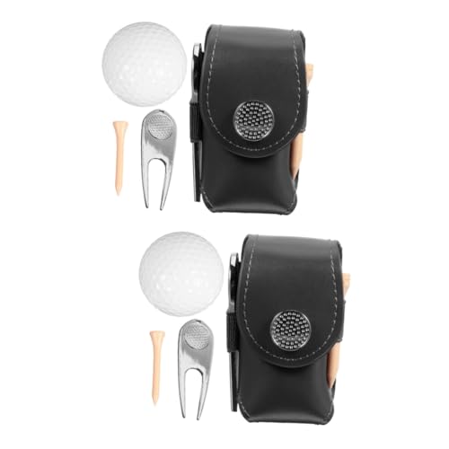 Anneome 2 Sätze Golftaschen-Set Golfmarke Golfhalter Golfball-Marke kleine Golfabschläge Golfzubehör golfschläger Set golfschlägersätze Werkzeug tragbare Golfausrüstung Golf-Tool Pu Black von Anneome