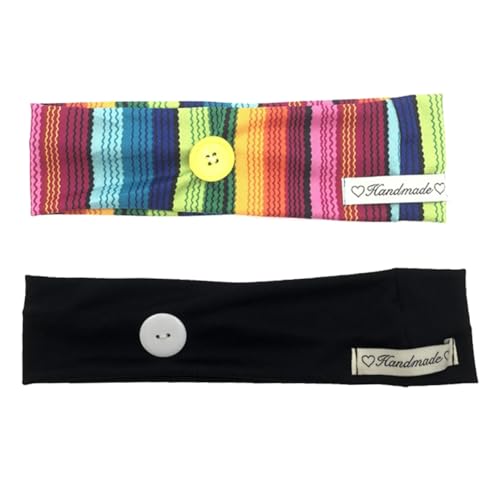 Anneome 2st Sport Stirnband Bandanas Für Frauen Stirnband Mit Knöpfen Haarband Sport rutschfeste Stirnbänder Colorful von Anneome