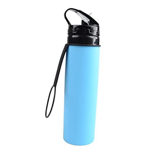 Anneome Faltbare Silikon Wasserflasche 600ml Blau Leichte Wiederverwendbare Sportflasche Für Outdoor Aktivitäten Wandern Reisen Und Fitness Platzsparend Und Tragbar von Anneome