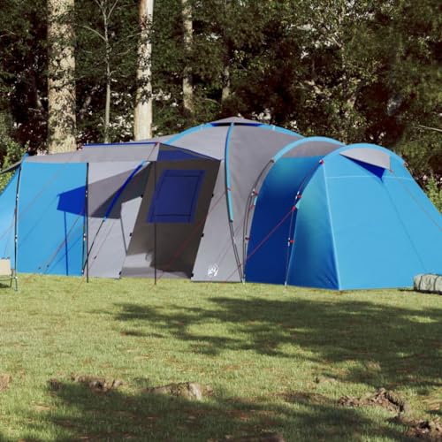 Annlera Tunnelzelt Campingzelt 12 Personen Familienzelt Partyzelt mit Sonnendach Vorzelt Ideal für Campen & Festival Blau 840x720x200 cm von Annlera