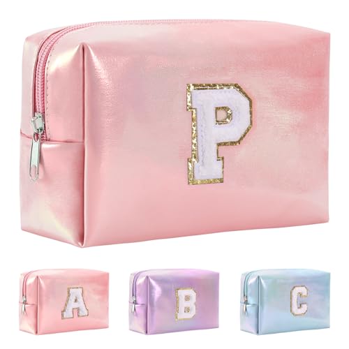 Anntry A-Z personalisierter Anfangsbuchstaben-Make-up-Taschen-Organizer,wasserdichte Kosmetiktasche aus PU-Leder, tragbare Reise-Kulturtasche, Mädchen, Frauen,Freundin, Mutter von Anntry