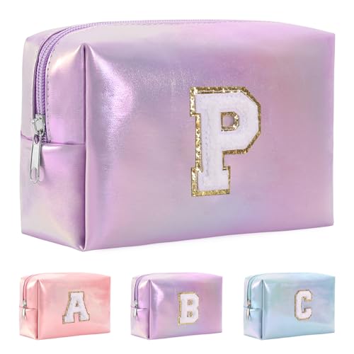 Anntry A-Z personalisierter Anfangsbuchstaben-Make-up-Taschen-Organizer,wasserdichte Kosmetiktasche aus PU-Leder, tragbare Reise-Kulturtasche, Mädchen, Frauen,Freundin, Mutter von Anntry