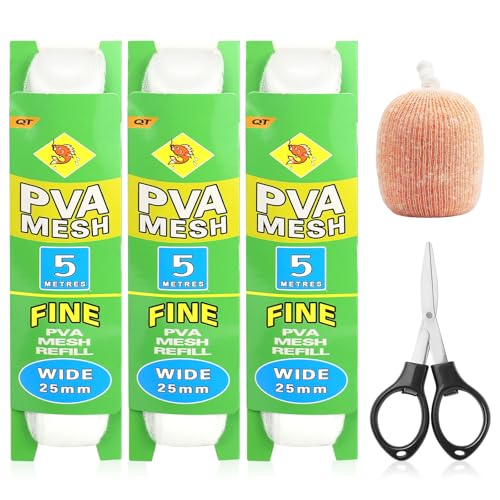 Annyswit 3 Stück 5m PVA Netz Angeln Nachfüllung mit Schere 25 & 37 mm Pva Beutel Angeln PVA Mesh Karpfen Zubehör Schnell Schmelzend PVA Bags für Boilie Feste Köder Futter Annyswit 3 Stück 5m PVA Netz Angeln Nachfüllung mit Schere 25 & 37 mm Pva Beutel Angeln PVA Mesh Karpfen Zubehör Schnell Schmelzend PVA Bags für Boilie Feste Köder Futter von Annyswit