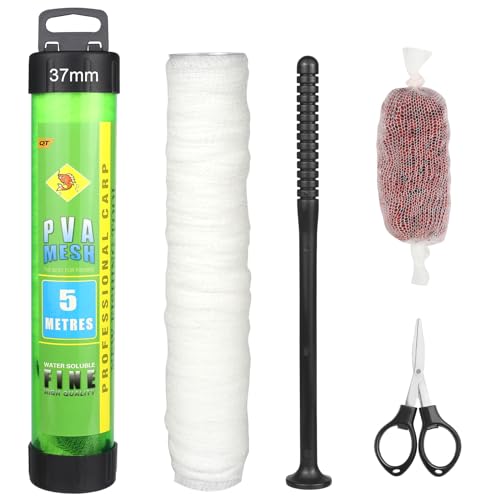 Annyswit 5m PVA Netz Angeln Set mit Schere & Trichter & Stößel System 18/25 / 37 mm PVA Beutel Angeln PVA Mesh Karpfen Zubehör PVA Bags für Boilie Feste Köder Futter Annyswit 5m PVA Netz Angeln Set mit Schere & Trichter & Stößel System 18/25 / 37 mm PVA Beutel Angeln PVA Mesh Karpfen Zubehör PVA Bags für Boilie Feste Köder Futter von Annyswit
