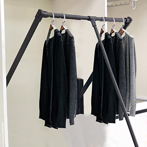 AnraM Herunterziehbare Kleiderstange für Kleiderschrank, Schlafzimmer-Hebeschiene, Kleiderbügel, verstellbare Breite, großer ausziehbarer Kleiderbügel, weiches Rücklauf-Aufbewahrungssystem mit von AnraM