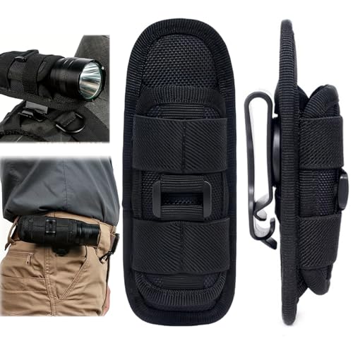 Anrbb Taschenlampe Holster, 360 Grad Drehbare Taschenlampe Tasche mit Gürtel Clip, Taktische Taschenlampe Halter für Outdoor, Wandern, Jagd, Camping, Nylon Taschenlampe Abdeckung, Schwarz von Anrbb