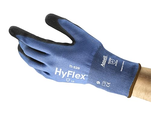 Ansell Hyflex 11-528 Sicherheitsarbeitshandschuhe Mechanischer Schutz, Größe 10 (XL), Schwarz (12 Paar) von Ansell