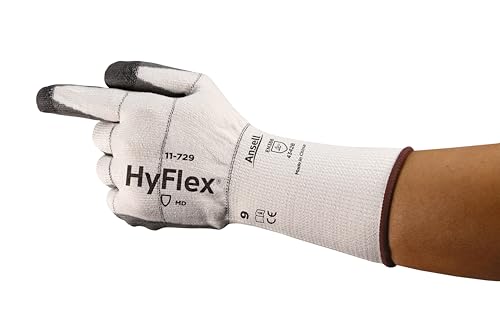 Ansell Hyflex 11-729 Sicherheitsarbeitshandschuhe Mechanischer Schutz, Größe 10 (XL), Schwarz (12 Paar) von Ansell