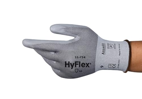 Ansell Hyflex 11-754 Sicherheitsarbeitshandschuhe Mechanischer Schutz, Größe 11 (2XL), Grau (12 Paar) von Ansell