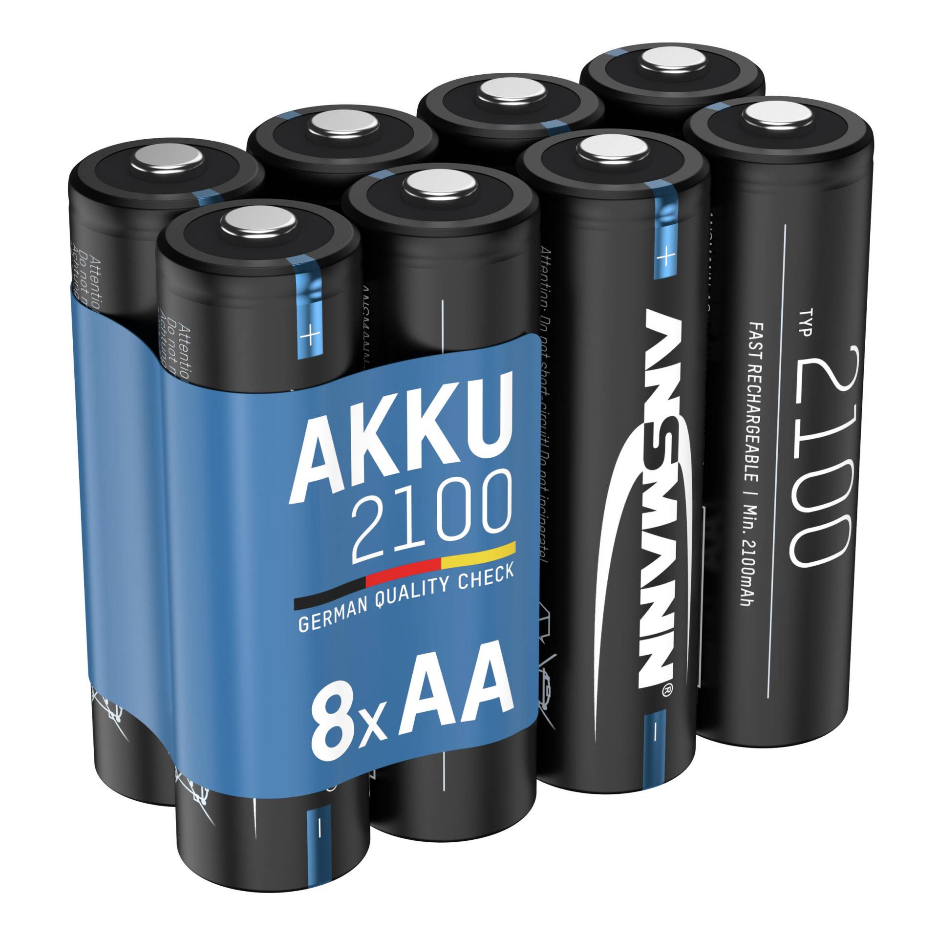 Akku Mignon AA. 2100 mAh 1.2V. 8 Stück. geringe Selbstentladung von Ansmann