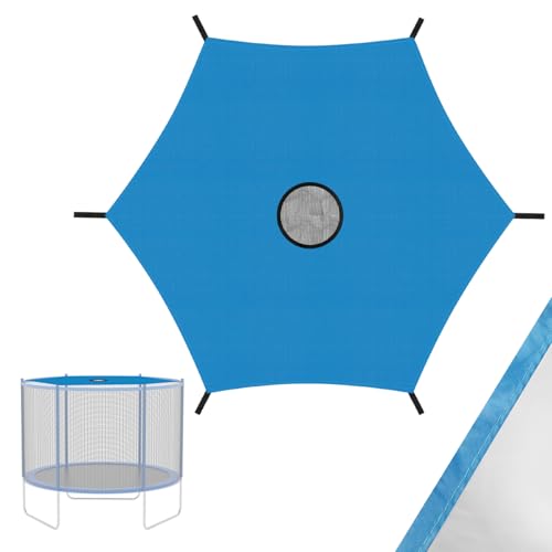 Ansobea Blau Trampolin Überdachung Abdeckung, Trampolin Sonnenschutz Abdeckung Ø 244cm für 6-Stangen-Trampolin,UV-Beständige wasserdichte Trampolin Sonnenschutz Abdeckung. von Ansobea