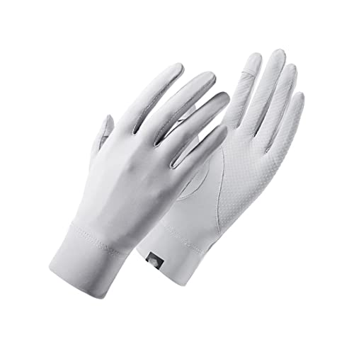 Frauen UV Sonnenschutz Handschuhe Eisseide Sonnenblock Fingerlose Handschuhe Vollfinger Touchscreen rutschfeste Handschuhe Wandern Radfahren Handschuhe für Golf Fahren Angeln (Grau) von Antcher