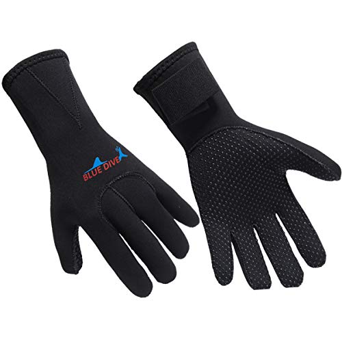 Neoprenanzug-Handschuhe, 3 mm, Thermo-Handschuhe, rutschfest, für Surfen, Tauchen, Handschuhe für Damen und Herren (Schwarz, S) von Antcher