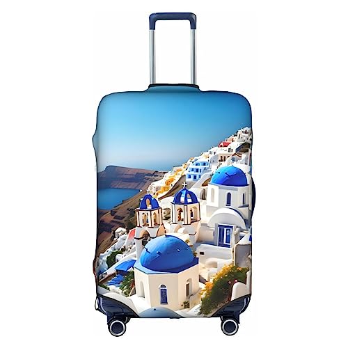 Anticsao Santorini Gepäckabdeckung, Motiv: griechische Insel, Meerblick, elastisch, Reisegepäckschutz, Spandex, passend für 45,7 - 71,1 cm Gepäck, weiß, xl Anticsao Santorini Gepäckabdeckung, Motiv: griechische Insel, Meerblick, elastisch, Reisegepäckschutz, Spandex, passend für 45,7 - 71,1 cm Gepäck, weiß, xl von Anticsao
